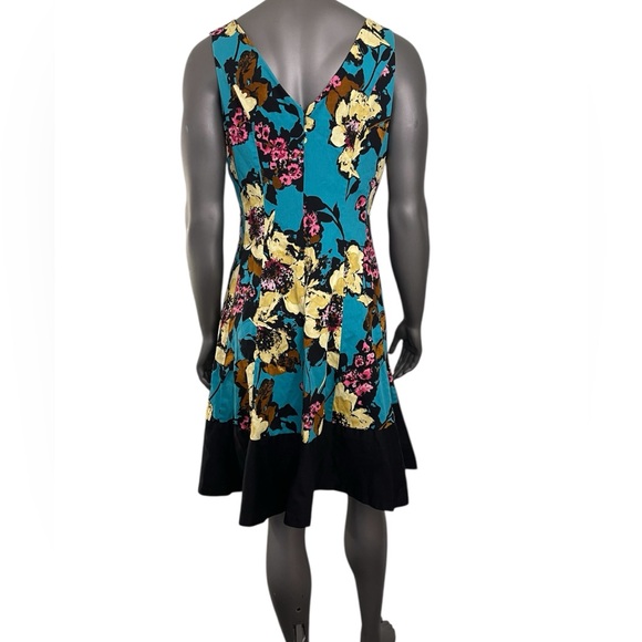 Nine West Dress 14 Floral V-Neck Fit n Flare Multicolor Cotton V Neck - Picture 2 of 13